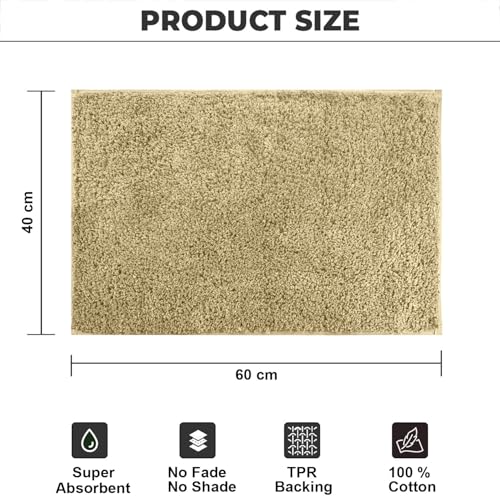 Image of Luxe Home Colosseum Bath Mat 100% Cotton (40x60 cm) Super Soft Non-Slip Bathroom Mat for Bedroom Door (Gold) Pack of 1