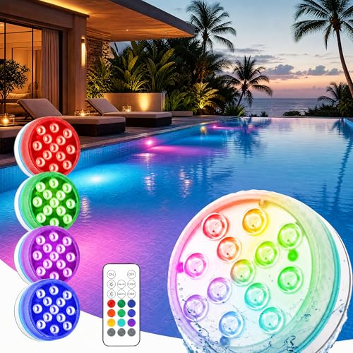 3. 🎮 Telecomando da 5-8 metri, facile da usare: Led luci piscina impermeabile dotato di un telecomando compatto (batterie CR2025 incluse), la distanza di controllo remoto è di 5-8 metri. Puoi controllare facilmente i cambi di colore, la luminosità e le modalità a bordo piscina. Il telecomando ti consente di personalizzare l'illuminazione subacquea a tuo piacimento.