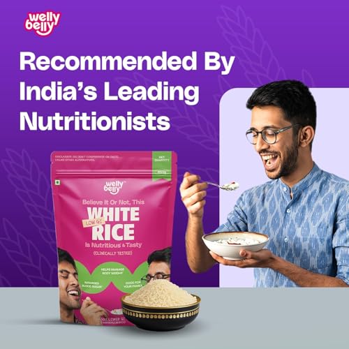 Image of Welly Belly Low GI White Rice 850g | 50% Lower Glycemic Index | Source of Protein & Fiber | Ideal Choice for Weight Management | Naturally Sourced | PCOS & Diabetic Friendly Chawal | Pack of 4