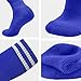 EDCYF Kids Baseball or Softball Socks and Belt Combo Set Softball Knee Socks High Tube Soccer Socks for Youth Boys Girls, Medium, Blue