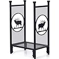 INNO STAGE Firewood Log Rack, Iron Holder of Wood Lumber Storage for Fireplace, Heavy Duty Log Storage Bin for Firepit Stove Accessories Indoor