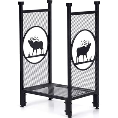 INNO STAGE Firewood Log Rack, Iron Holder of Wood Lumber Storage for Fireplace, Heavy Duty Log Storage Bin for Firepit Stove Accessories Indoor