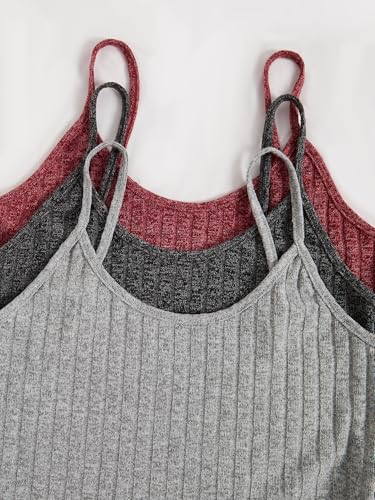 SEGT Women's 3 Sets for Women Ribbed Pajamas Crop Cami Top and Shorts Pjs Casual Sleeveless Button Lounge Set4