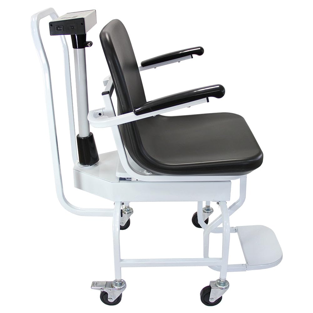 Sedia a Rotelle con Bilancia Digitale Integrata – Portata 200kg, Precisione 100g, Display kg/lb, Struttura Pieghevole e Leggera (20kg), Ideale per Anziani, Pazienti Bariatrici e Strutture Sanitarie