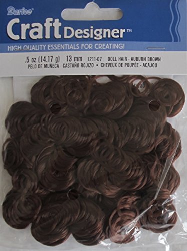 Craft 1 Package .5 Oz.(14.17 Grams) of 13 MM Curly Doll Hair Color Auburn Brown Synthetic Hair