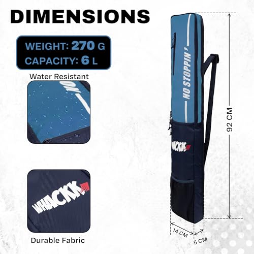 Image of WHACKK Hayden Cricket Bat Cover Polyester Material, Premium Full Size Cover for Wooden and Plastic Bats with Heavy Duty Stitched Strap - Made in India (Blue)