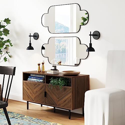 Image of Nathan James Tamlin Wall Light Fixture, Wall Mounted 1-Light Lamp, Plugin Sconce with On /Off Switch for Living Room, Reading Nook or Bedroom, Matte Black, Set of 2