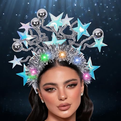 Fascia luminosa a forma di stella, fascia luminosa, con luna scintillante, per carnevale, costume luminoso, accessorio per capelli per donne (B)
