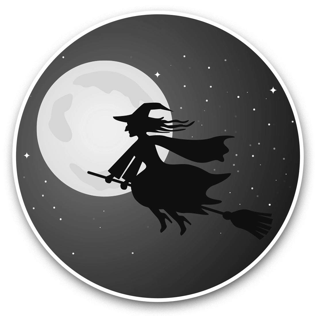 Destination Vinyl Ltd Bw Halloween Wicked Witch Cartoon 37657 Awesome Vinyl Stickers (Set Of 2) 7.5Cm (Bw) - Halloween Wicked Witch Cartoon Fun Decals For Laptops,Tablets,Luggage,Scrap Booking,Fridges #37657