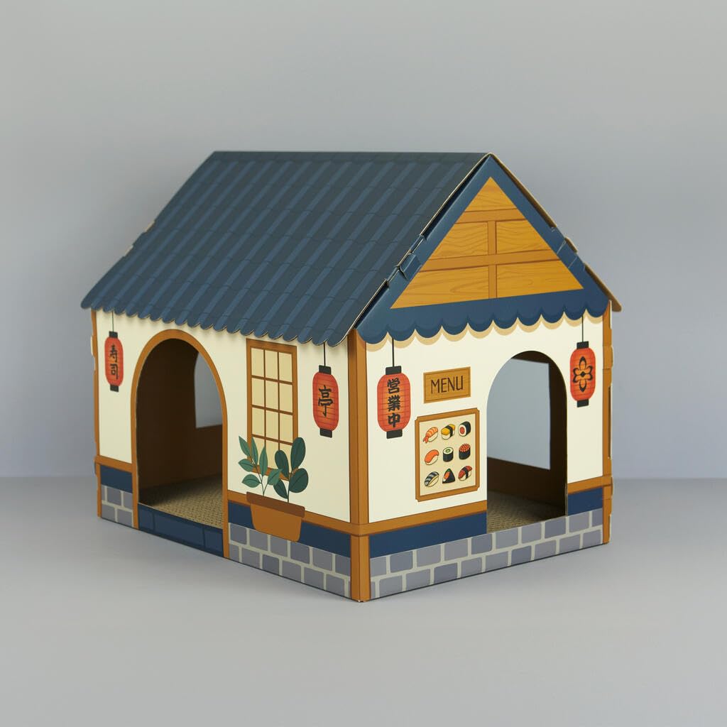 Balvi Casa para Gatos & Rascador Sushi Bar Un rascador con inspiración Japonesa Cartón