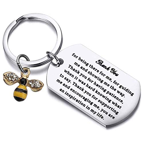 FUSTMW Appreciation Gift Bumble Bee Charm Keychain Thank You Gifts for Teacher Coach Mentor Thank You for Being There You are an Inspiration in My Life (Thank You Gifts Bee Charm)