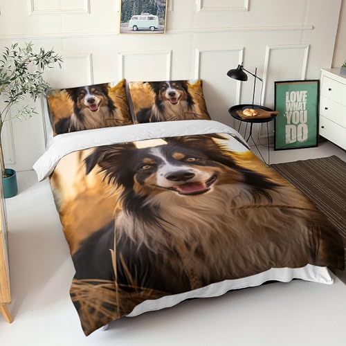 Edredón nórdico Border Collie de 3 piezas cama King microfibra 2