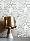 Newroom Tapete Grau Vlies Bogen Linien - Boho Modern Grafisch Mustertapete für Wohnzimmer Schlafzimmer