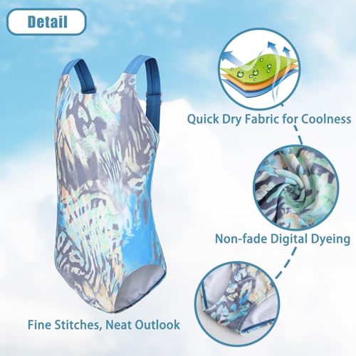 Image of Girls One Piece Swimsuits Tie Dye Bathing Suit for Girls Hawaiian Swimwear 3-16 Years