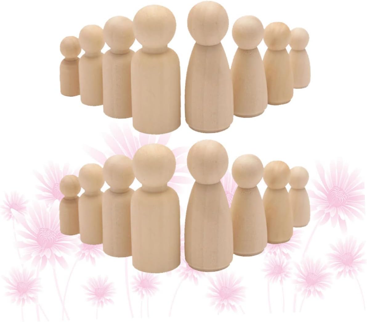 Gadpiparty 50Pcs Small Unfinished Wooden Dolls Plastic Box DIY Puppet for Home Decor Craft Supplies Light Yellow for Imagination and Creativity