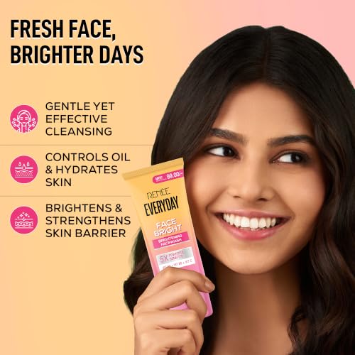 Image of RENEE Everyday Face Bright Gentle Face Wash For Fresh, Clean Skin | Hydrates, Brightens Skin, Reduces Oil | With Vitamin B3, B5, and C | Facewash for Women & Men of All Skin Types | 60 Ml