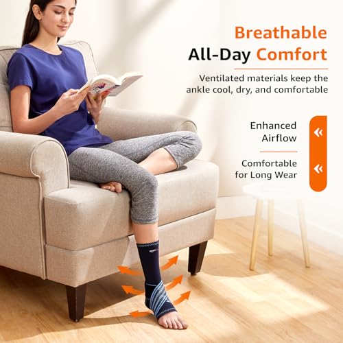 Image of Amazon Basics Premium Ankle Support | Adjustable Compression for Daily Comfort | Breathable Fabric | Padded Design for Stability | Unisex | Large