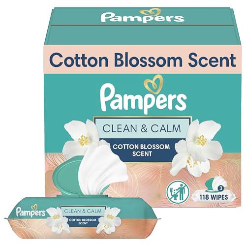 Image of Pampers Wipes, Clean & Calm, Cotton Blossom Scent, 118 Wipes Total (3x Pop-Top Packs)