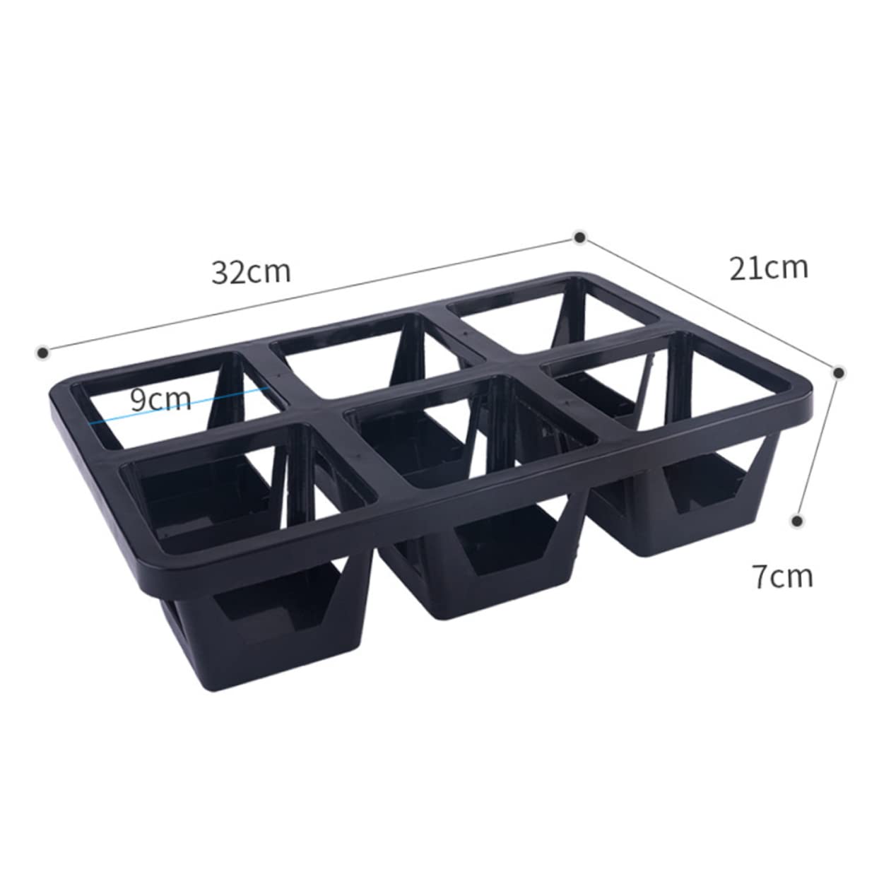 VICASKY 3Pcs Breathable Planter Support Tray for Succulents Square Plastic Flowerpot Holder Water Carrier for Plants for Office Desk and Home Decor Black