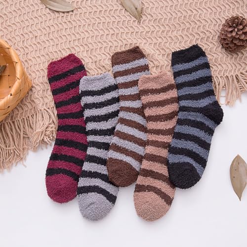 5 Pairs Mens Fluffy Socks Fuzzy Bed Socks Crew Warm Socks Soft Winter Socks Warm Thermal Sleep Socks Multicolor2