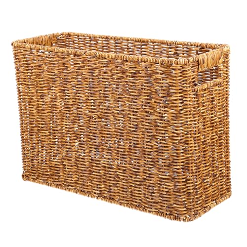 Panier de rangement rectangulaire marron en plastique pour magazines - 2
