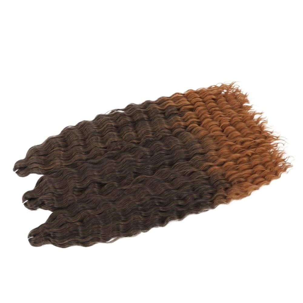 Zestaw 3 długich kręconych peruk, szydełkowe falowane włosy dla czarnych kobiet, głębokie warkocze do warkoczy boho (T1B/30,30 cala-75 cm)