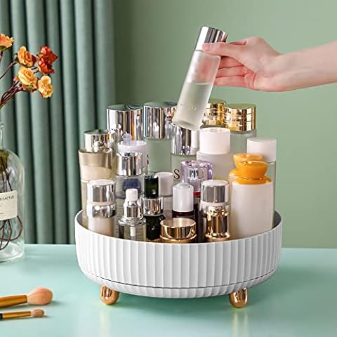 funest Makeup Perfume Organizer, 360 Degree Rotating Lazy Susan Cosmetic Desk Storage Lotions Display Case Round Tray with Large Capacity, for Your Jewelry Cover