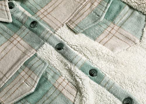 Utcoco Women's Flannel Button Down Fleece Jacket Fall Fuzzy Plaid Blouse Jacket Winter Lightweight Coats (Medium, Green) #TOP5