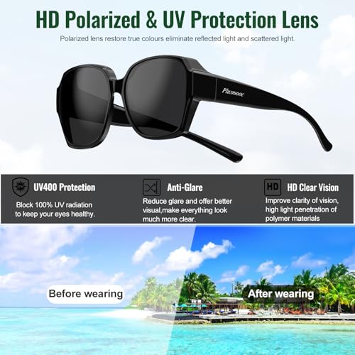 Sunglasses Over Glasses Women Men, Fit Over Prescription Eyeglasses Sun Glasses, Shades for Cover Optical Glasses Polarized UV Protection Lens Matte Black Frame4