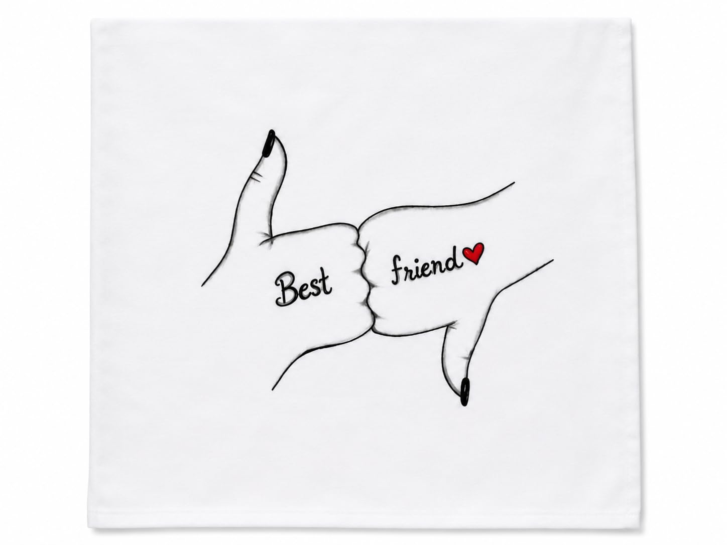 Best Friend Fist Bump Embroidered White Cotton Handkerchief-image-46