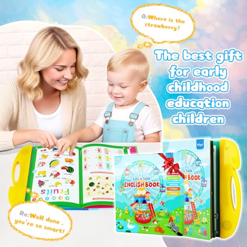 Image of PATPAT 8 Themes Intelligent Book for Kids with Pen, 16 Pages Interactive Musical Book for Kids Cartoon Illustration Educational Sound Books, Kid Toys for 2-5 Years Girl(Battery Not Included)