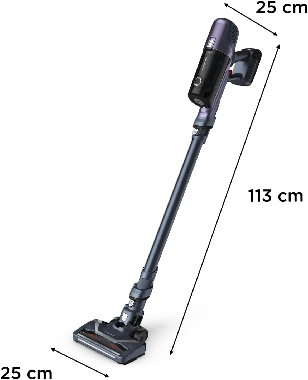Rowenta X-Pert 6.60 Essential Akkustaubsauger, 100 W Leistung, 45 Min Laufzeit, kabellos & beutellos, LED-Bürstenkopf, herausnehmbarer Akku, inkl. Fugendüse und Wandhalterung, violett/schwarz, RH6838