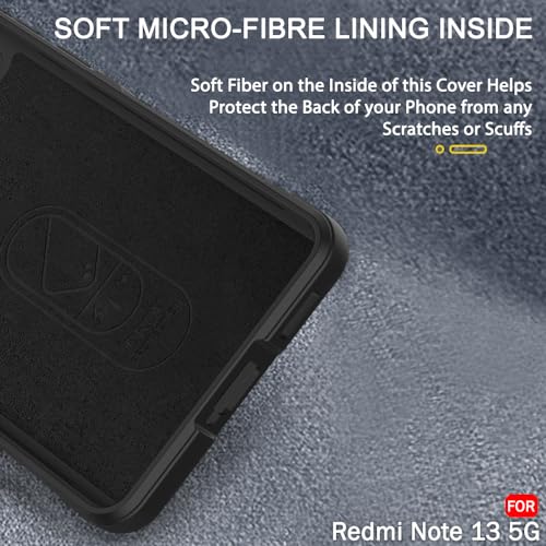Image of TheGiftKart Liquid Silicon Back Cover Case for Mi Redmi Note 13 5G | Shockproof Military Grade Protection | Micro-Fibre Cloth On Inner Side | Anti-Slip Grip Redmi Note 13 5G Back Cover (TPU, Black)