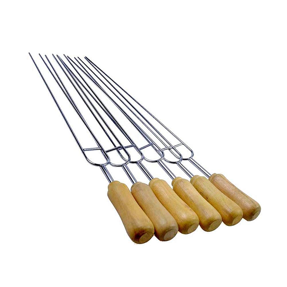 GTHTUHFD Outdoor Barbecue 6Pcs Toasting Fork Kebab Skewers Toasting Fork For Long Skewers Kebab Sticks Skewers For Barbeque Skewers For Grill Skewers For Grilling-55Cm,size_name-39cm