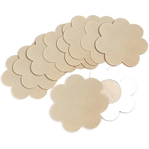 Goldfarm 5 Pairs Nipple Breast Covers,Breast Pasties Disposable Beige Adhesive Bras Cover