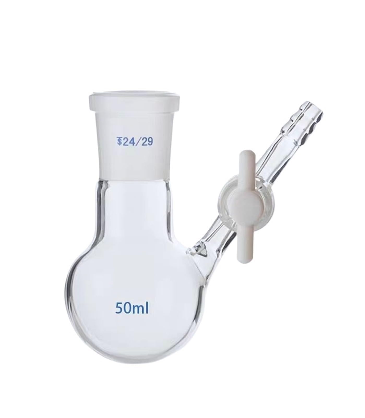 Matraz científico del juego, Matraz de reacción de laboratorio con forma de bola y pistón de PTFE, vidrio de borosilicato, de 25 ml a 1000 ml(500ml caliber24)