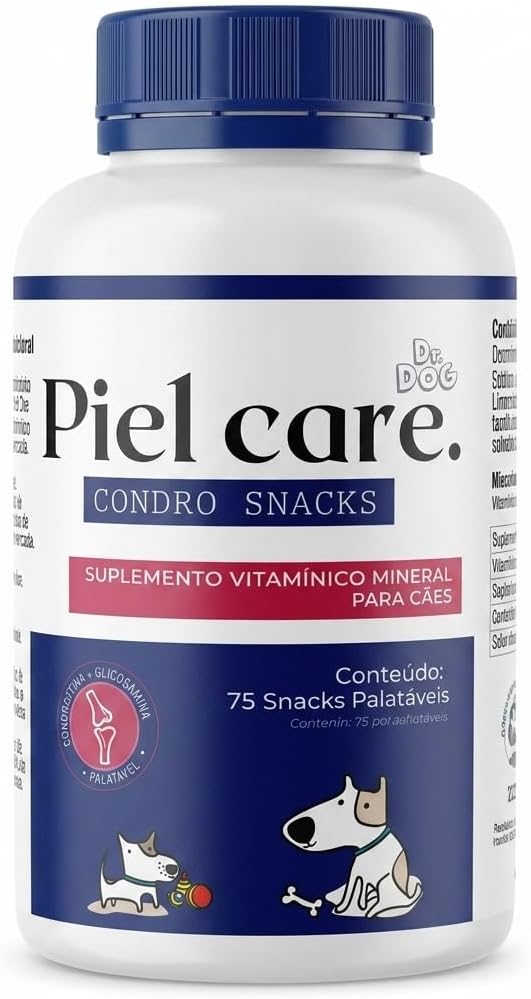 Condro Stick PielCare 75 Unidades com Condroitina e Glicosamina para Alívio e Prevenção de Dores Articulares em Cães Idosos, Suplemento Vitamínico para Fortalecer Articulações Pet