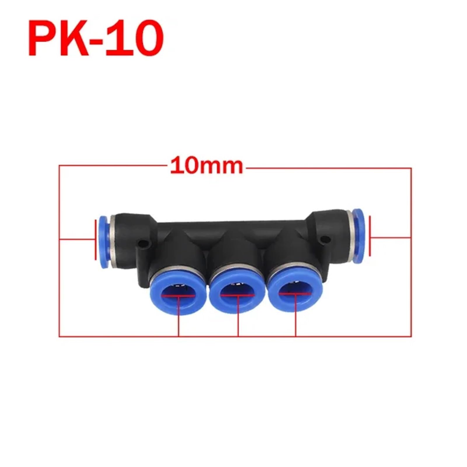 TaoHHU 50 piezas de accesorios neumáticos de plástico de 4 vías y 5 vías PK PZA, conectores rápidos for manguera de agua, empuje de aire rápido de 4 mm, 6 mm, 8 mm y 10 mm(PK-10,50 PCS)