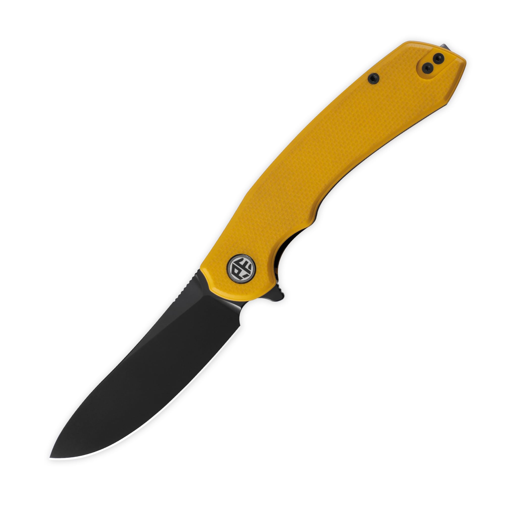 Petrified fish PFP12 WaterSpout Folding Knife,3.54" 14C28N Steel Blade G10 Handle Folding Pocket Knife for Camping EDC Outdoor (Yellow Black