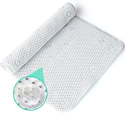 WIOR Alfombrilla antideslizante para bañera con 58 ventosas de PVC de espuma hueca alfombrilla de baño alfombrilla de ducha antibacteriana resistente al moho para el hogar, baño, hoteles, spas