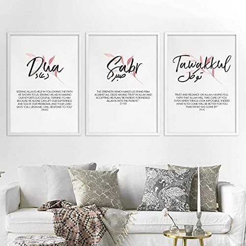 ZYQYQ Canvas Muur Kunst Nordic Islamitische Kalligrafie Schilderijen Moslim Rood Blad Prints Foto Posters Woonkamer Home… - Afbeelding 5