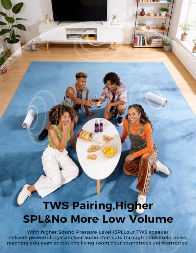 Image of Bluetooth Speaker, 20W HD Sound, Portable Wireless, IPX5 Waterproof, Up to 24H Playtime, TWS Pairing, for Home /Party /Outdoor /Camping /Beach Essentials, Electronic Gadgets, Birthday Gift (White)