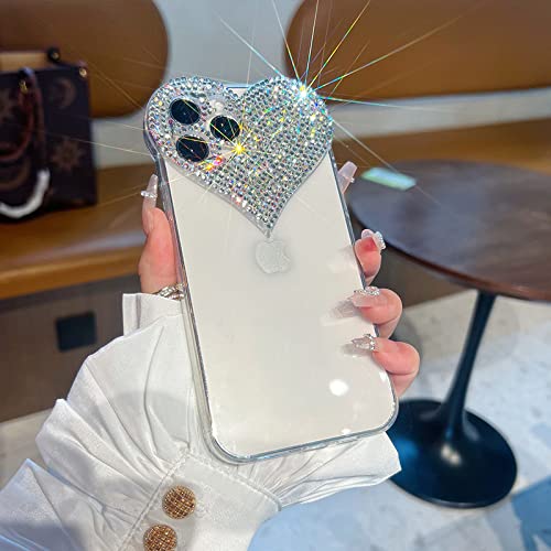 ALUKAP Cute 3D Love Heart Lens Camera Glitter Transparente Soft Phone Case para iPhone 14 13 12 11 Pro MAX X XS XR 7 8 Plus SE3 Cover,A,para iPhone 12 Mini