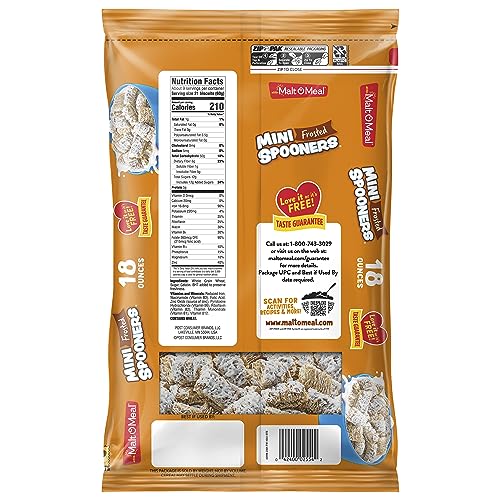 Malt-O-Meal Frosted Mini Spooners Whole Grain Breakfast Cereal, Crunchy Frosted Shredded Wheat Cereal, Large Cereal for Family, 18 OZ Resealable Cereal Bag image 8