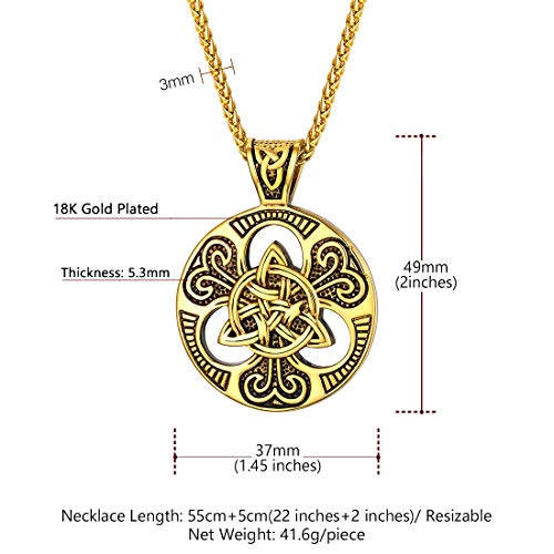 U7 Viking Pendant Necklace Stainless Steel/18K Gold Plated Celtic Thor's Hammer Pendant Necklaces Viking Jewelry Gift for Men3