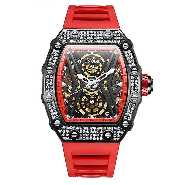 Reloj mecánico automático con hueco de diamante para hombre, correa de lujo, resistente al agua, reloj para hombre, Relogio Masculino