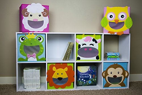 Foldable Storage Bin Containers – Collapsible Cube Bins With See Through Mouth! – Great Non Plastic Box Cubes For Kids, Toys, Nursery, Wall Organizer, Décor, Etc. – Safe, Stain-Resistant, Fun! #TOP3