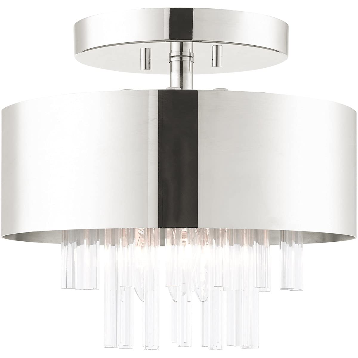 Livex Lighting 3 Light Polished Nickel Ceiling Mount Semi Flush