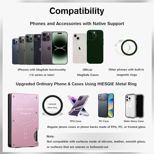 Image of Slim Magnetic Wallet for Women, Compatible with MagSafe Wallet with Removable Money Clip, Rfid Blocking Metal Card Holder, Minimalist Wallet Compatible with iPhone 16 /15 /14 /13 /12 Series - Pink
