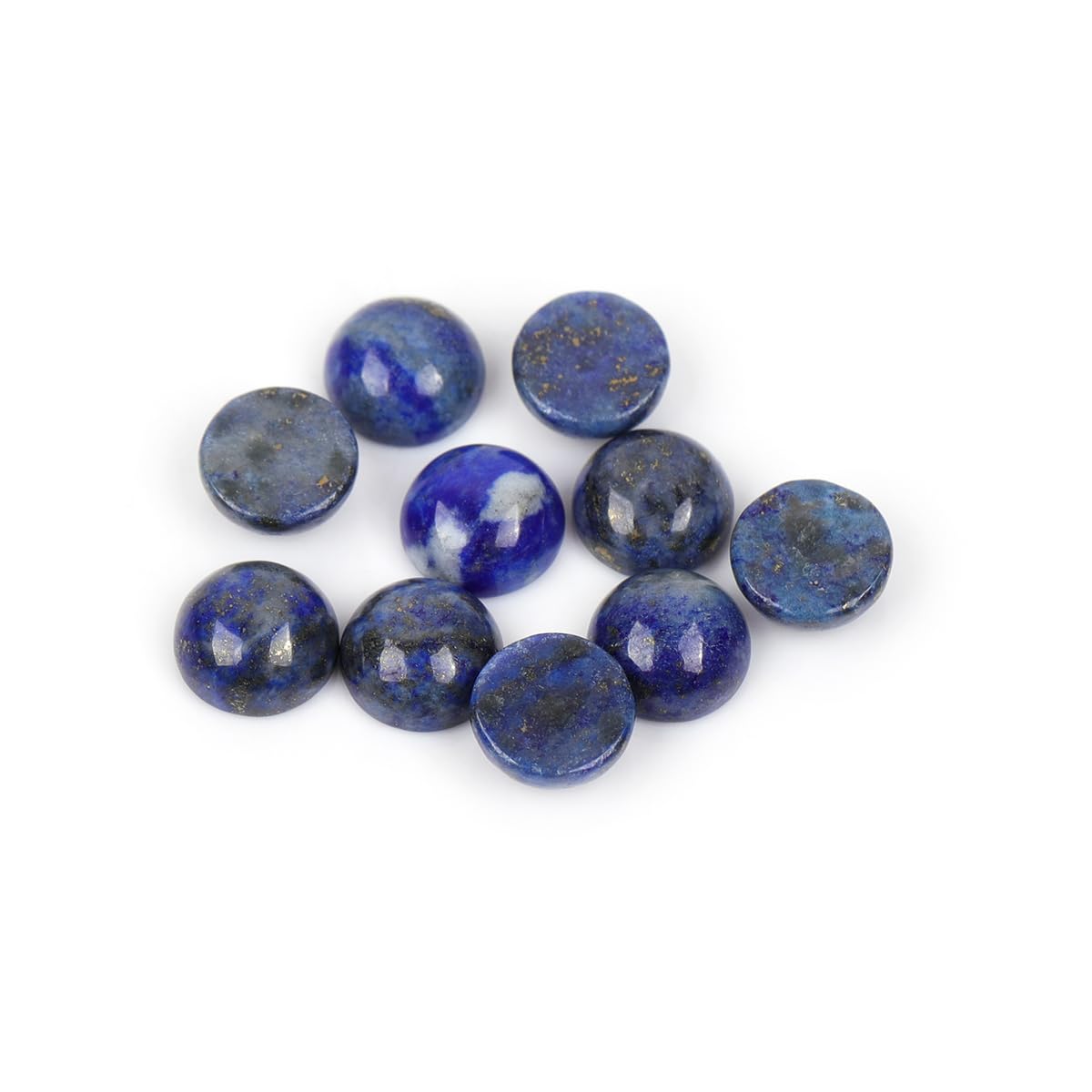 GEM-Inside 5Pcs 6mm Blue Lapis Lazuli Jasper Cabochons Stones Beads for Jewelry Making Bezels Tennis Statement Jewelry